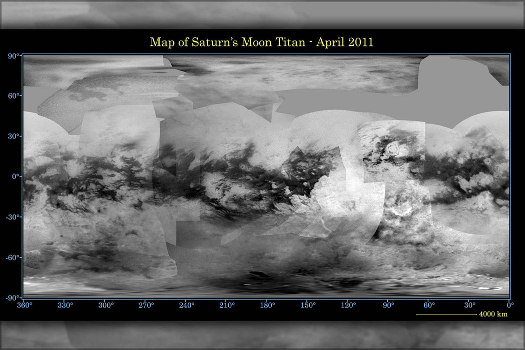 Poster, Many Sizes Available; Map Of Saturn Moon Titan From Cassini Spacecraft - April 2011