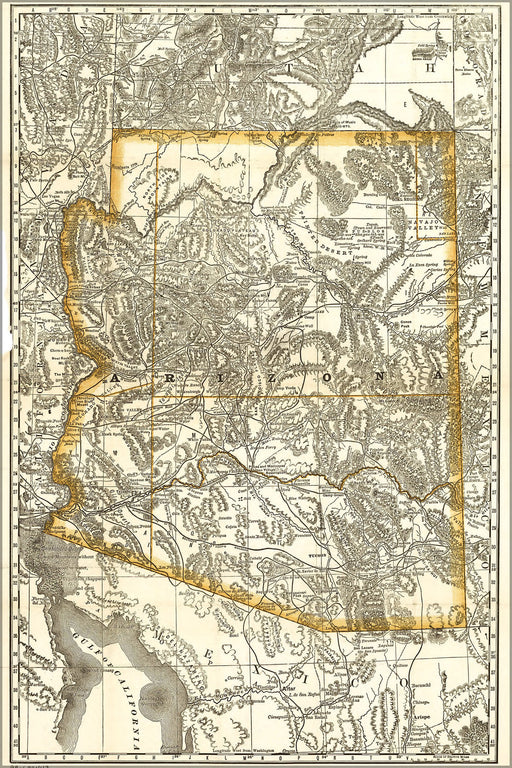 Poster, Many Sizes Available; Map Of Arizona Stage Lines Lakes Rivers 1876