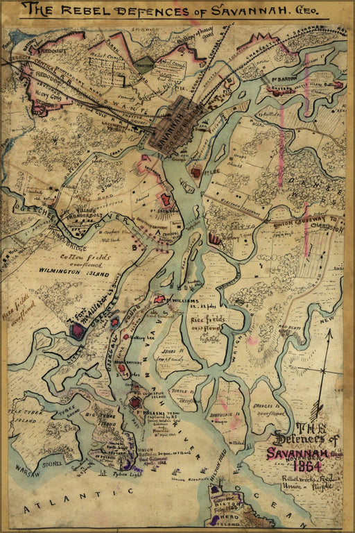 Poster, Many Sizes Available; Map Of Savannah, Georgia, Nov 1864