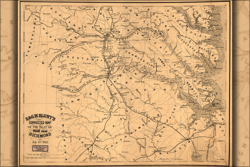 Poster, Many Sizes Available; Map Of Seat Of War Near Richmond Virginia 1862