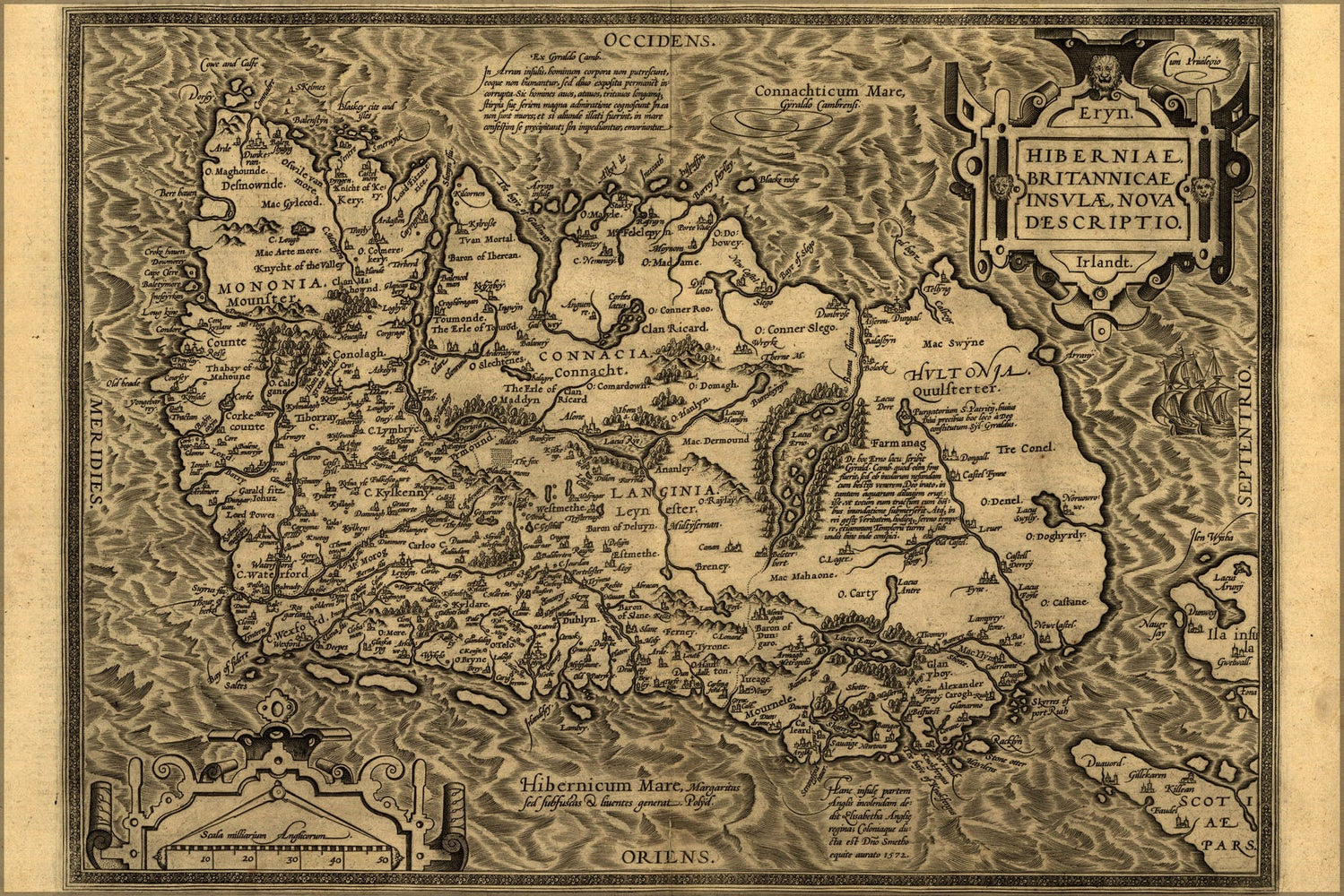 Poster, Many Sizes Available; Map Of Ireland 1598 In Latin