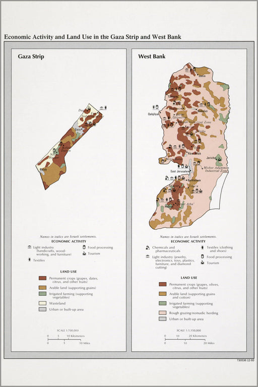 Poster, Many Sizes Available; Cia Map Of Gaza Strip & West Bank 1994