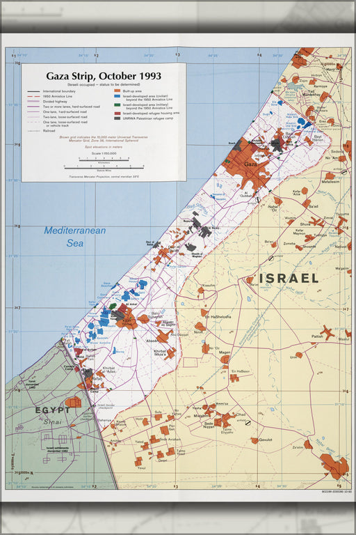 Poster, Many Sizes Available; Cia Map Of Gaza Strip, October 1993