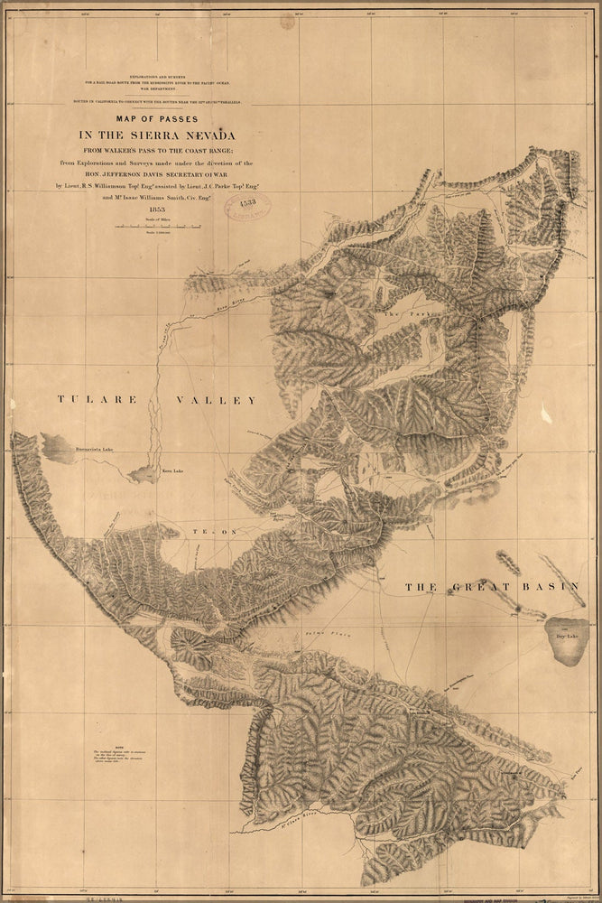 Poster, Many Sizes Available; Map Of Sierra Nevada Passes 1859