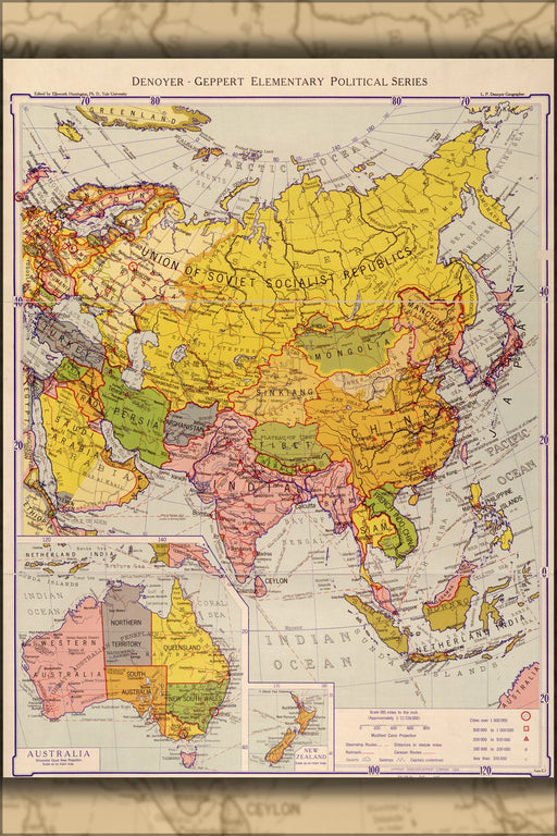 Poster, Many Sizes Available; Map Of Asia 1934