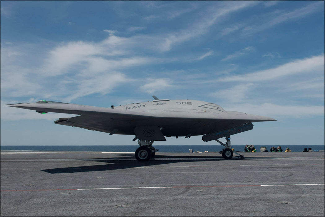 Poster, Many Sizes Available; Navy X-47B Uav Drone Uss George H.W. Bush (Cvn 77)