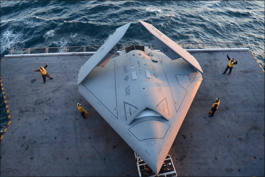 Poster, Many Sizes Available; Navy X-47B Uav Drone Uss George H.W. Bush (Cvn 77) P2