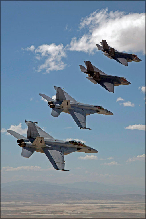 Poster, Many Sizes Available; F-35C Lightning Ii Vfa-101 Grim Reapers Fa-18Ef Super Hornets  P1