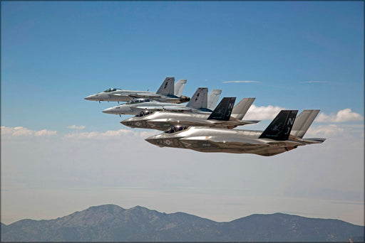 Poster, Many Sizes Available; F-35C Lightning Ii Vfa-101 Grim Reapers Fa-18Ef Super Hornets  P2