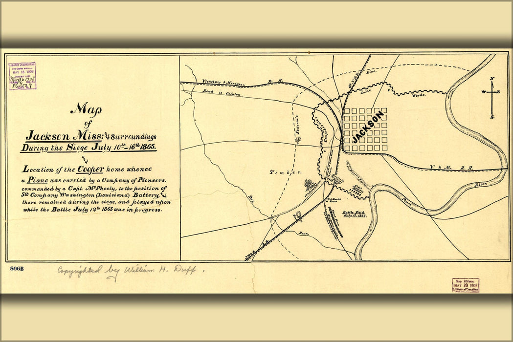 Poster, Many Sizes Available; Map Of Jackson, Mississippi During Siege 1863