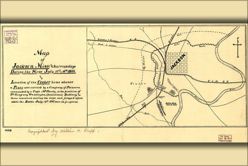 Poster, Many Sizes Available; Map Of Jackson, Mississippi During Siege 1863