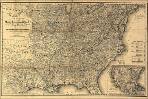 Poster, Many Sizes Available; Map Of Atlantic Mississippi & Ohio Railroad 1867