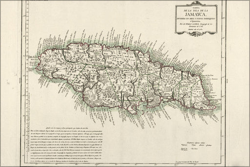 Poster, Many Sizes Available; Map Of Jamaica 1780