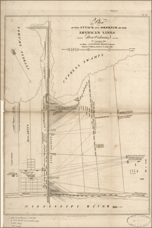 Poster, Many Sizes Available; Map Of Attack Below New Orleans War Of 1812