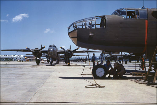 Poster, Many Sizes Available; New B-25 Mitchell Bombers Lined Up For Final Inspection 1942