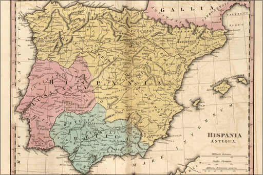 Poster, Many Sizes Available; Map Of Spain In Antiquity 1826