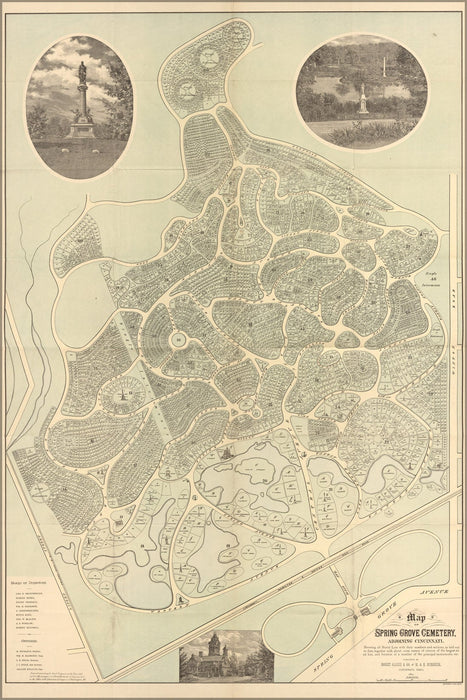 Poster, Many Sizes Available; Map Of Spring Grove Cemetery Cincinnati Ohio 1883