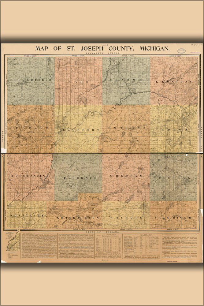 Poster, Many Sizes Available; Map Of St. Joseph County, Michigan 1897