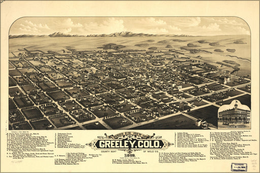 Poster, Many Sizes Available; Birdseye View Map Of Greeley, Colorado 1882