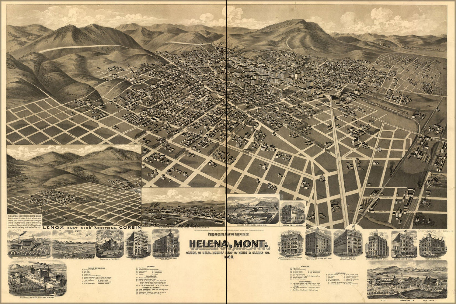 Poster, Many Sizes Available; Birdseye View Map Of Helena Montana 1890