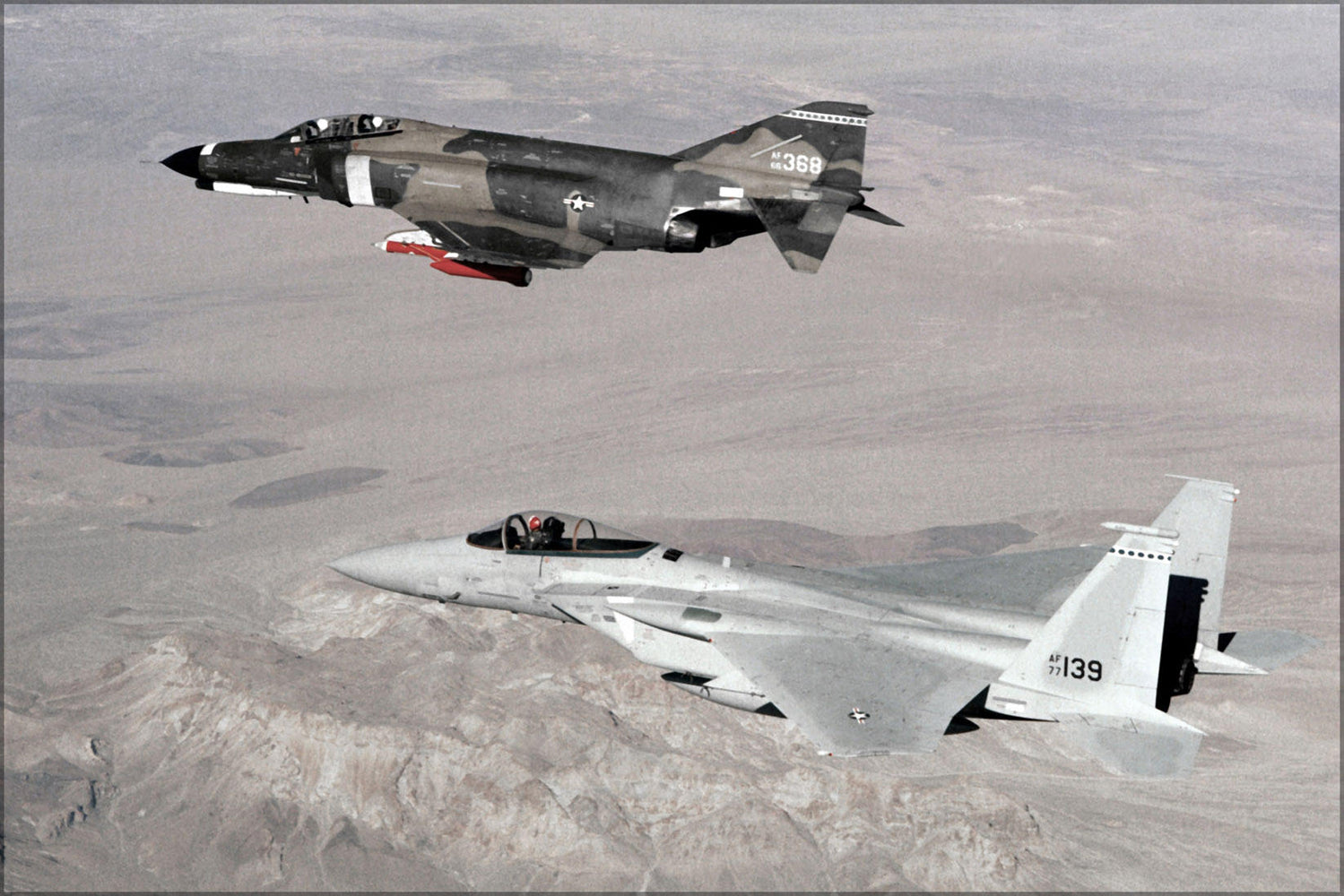 Poster, Many Sizes Available; F-4E Phantom Ii F-4 In Formation With F-15A Eagle F-15 1980