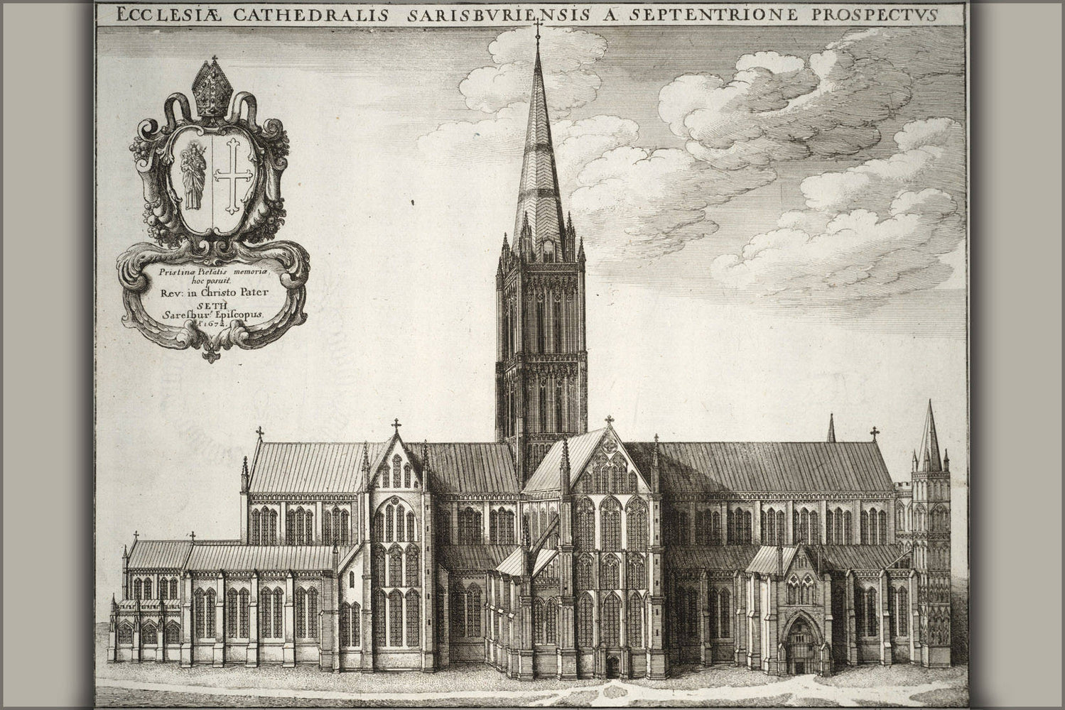 Poster, Many Sizes Available; Salisbury Cathedral 17Th Century