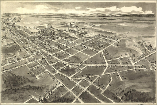 Poster, Many Sizes Available; Birdseye View Map Of Hickory, North Carolina 1907