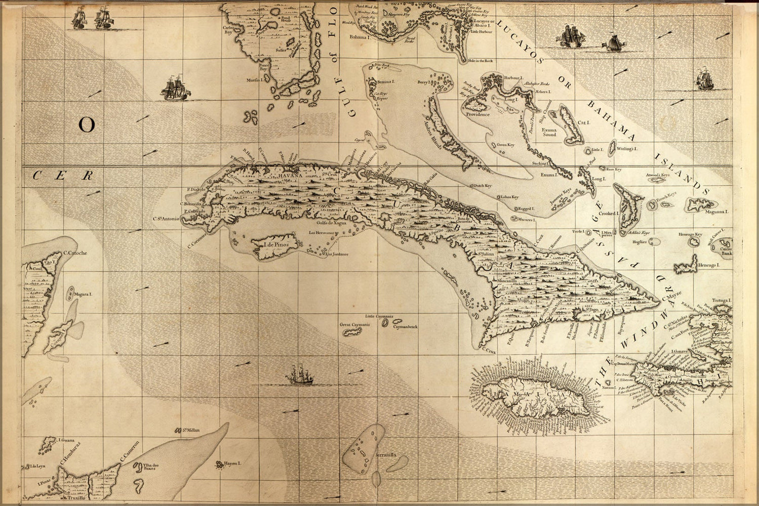 Poster, Many Sizes Available; Map Of Bahamas, Cuba, Jamaica 1733