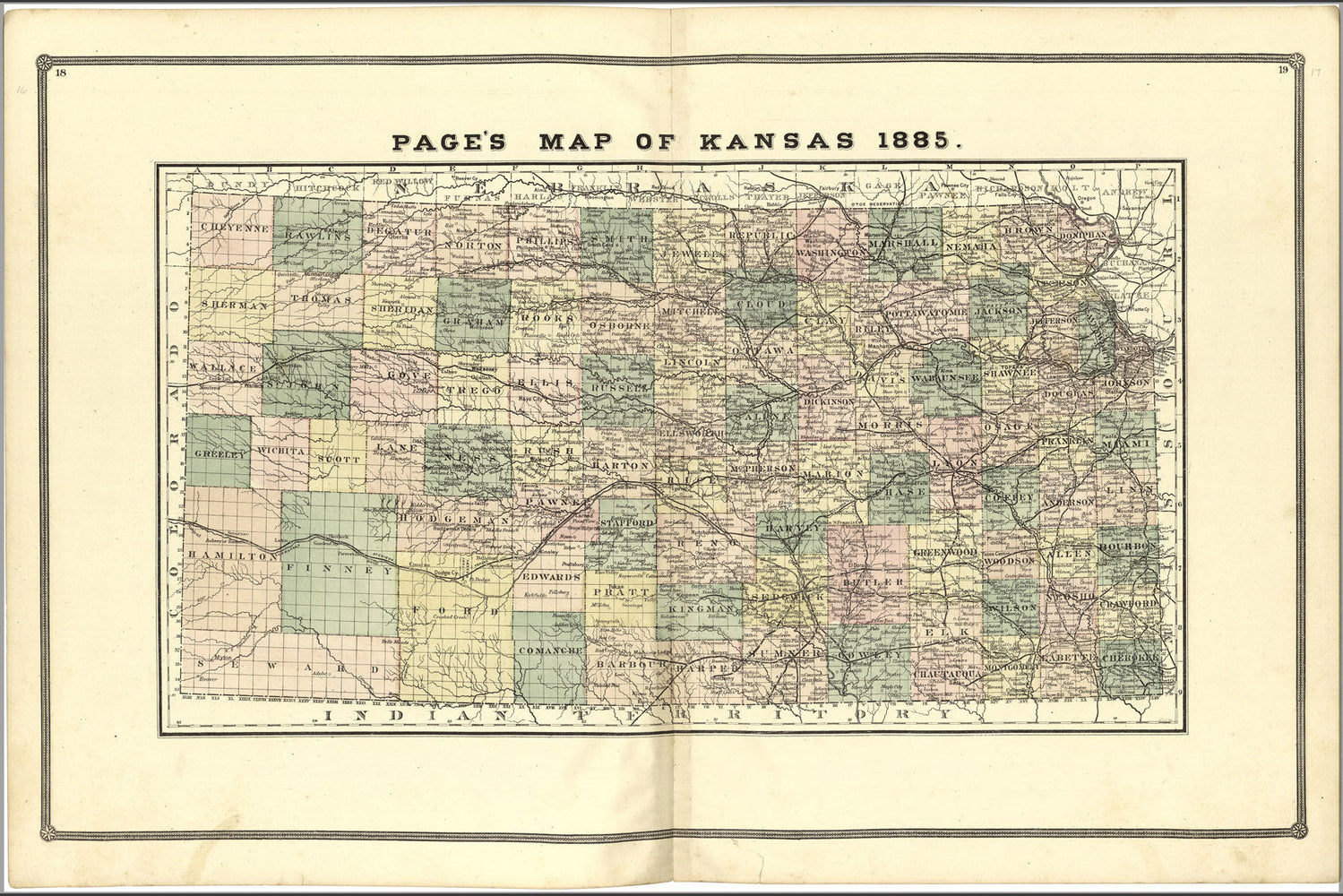 Poster, Many Sizes Available; Map Of Kansas, 1885