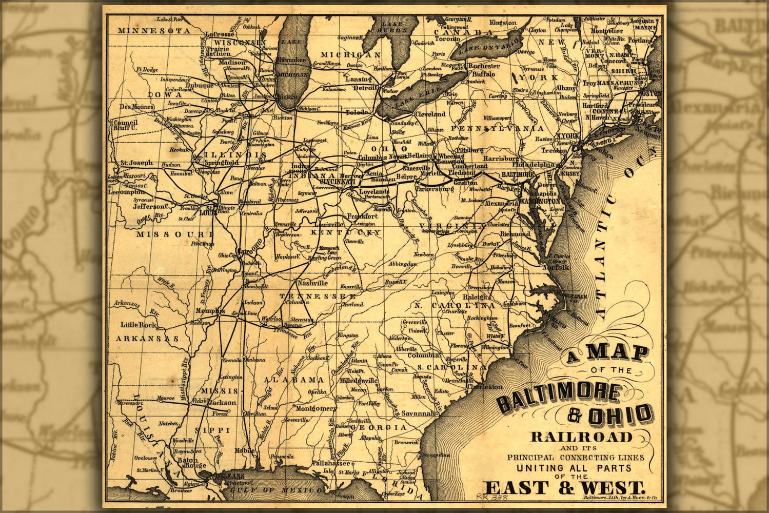 Poster, Many Sizes Available; Map Of Baltimore & Ohio Railroad 1860