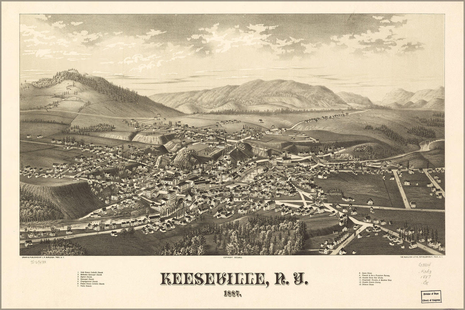 Poster, Many Sizes Available; Map Of Keeseville, New York 1887