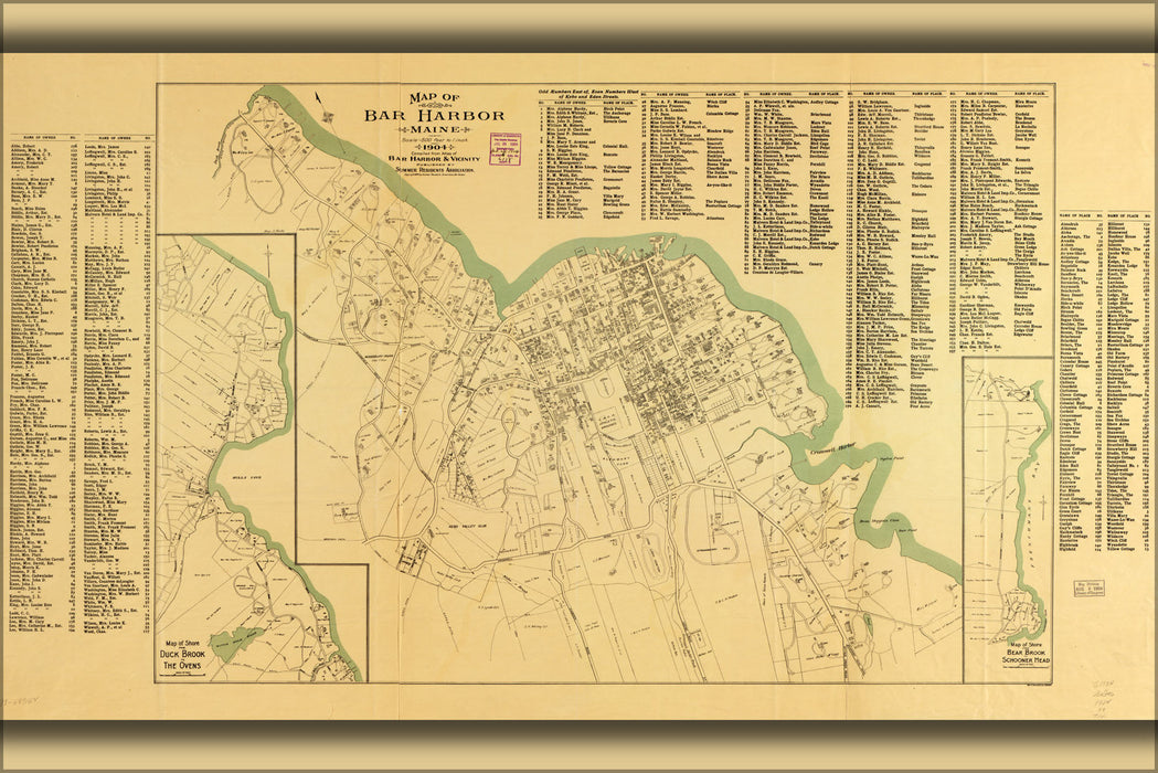 Poster, Many Sizes Available; Map Of Bar Harbor, Maine, 1904