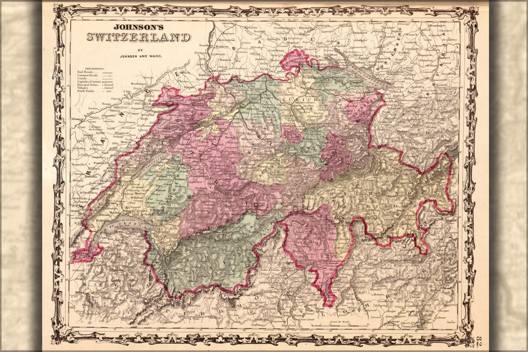 Poster, Many Sizes Available; Map Of Switzerland 1862