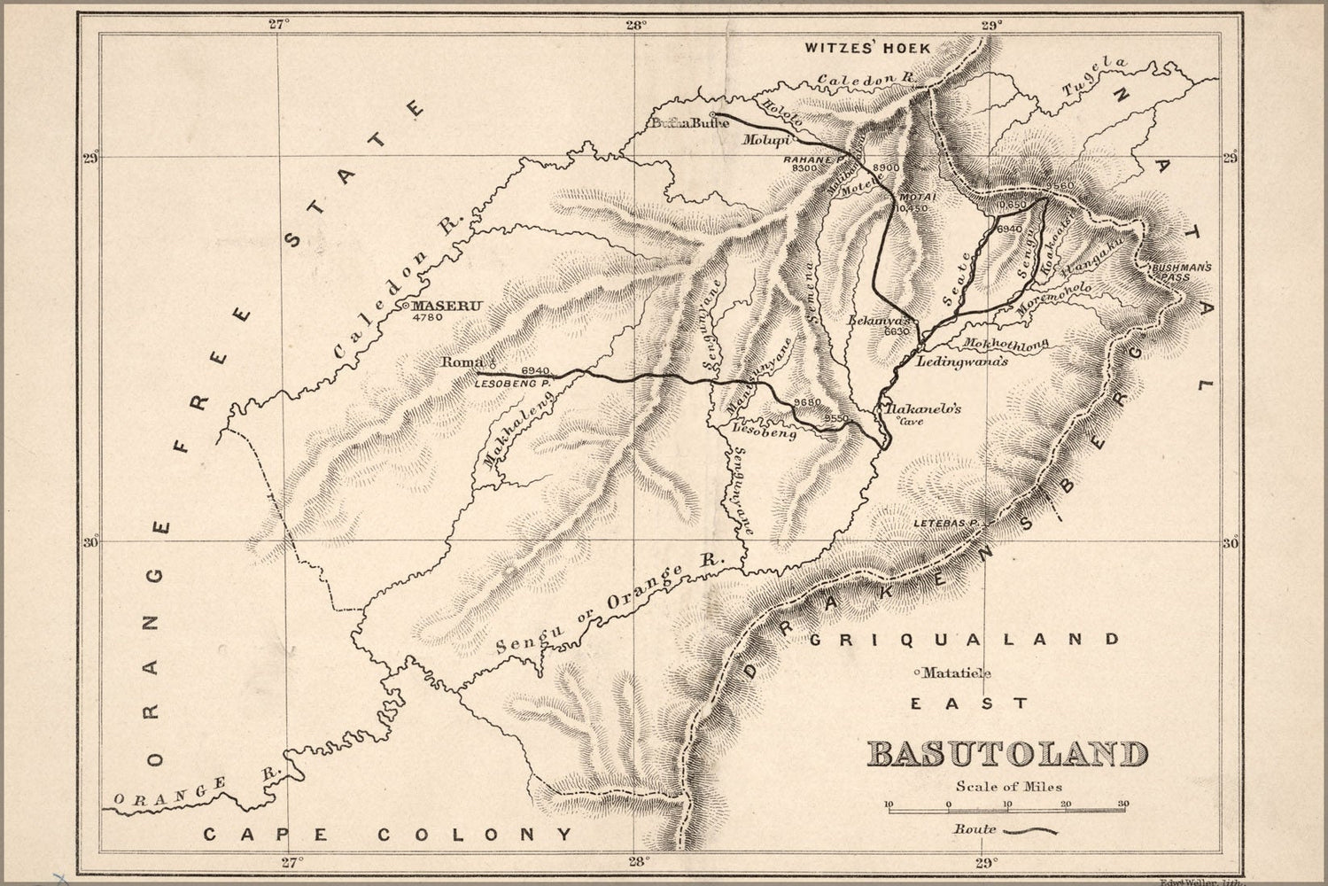 Poster, Many Sizes Available; Map Of Basutoland 1870