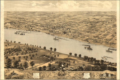 Poster, Many Sizes Available; Birdseye View Map Of Jefferson City, Missouri 1869