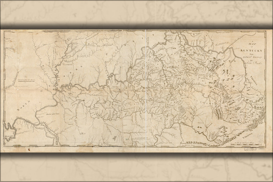 Poster, Many Sizes Available; Map Of Kentucky By Elihu Barker 1793