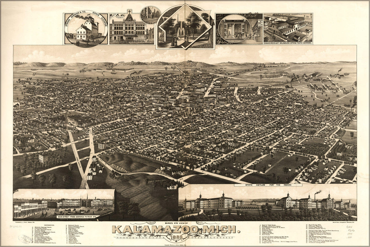 Poster, Many Sizes Available; Birdseye View Map Of Kalamazoo, Michigan 1883