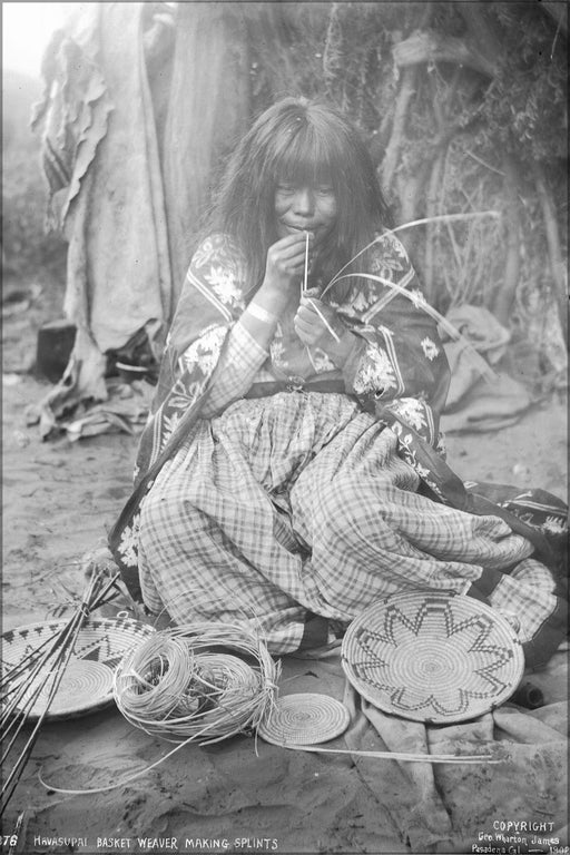 Poster, Many Sizes Available; Havasupai Indian Woman Basket Maker Weaving Splints, Ca.1900 Chs 3376