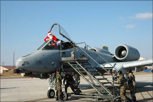 Poster, Many Sizes Available; Santa Claus Arrives On A-10 Thunderbolt Ii Warthog