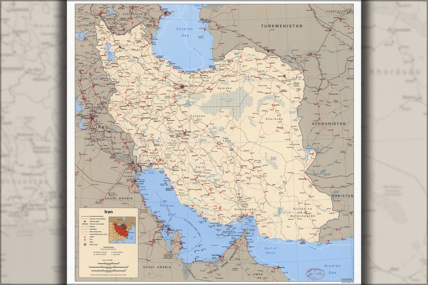 Poster, Many Sizes Available; Cia Map Of Iran 1996 P2