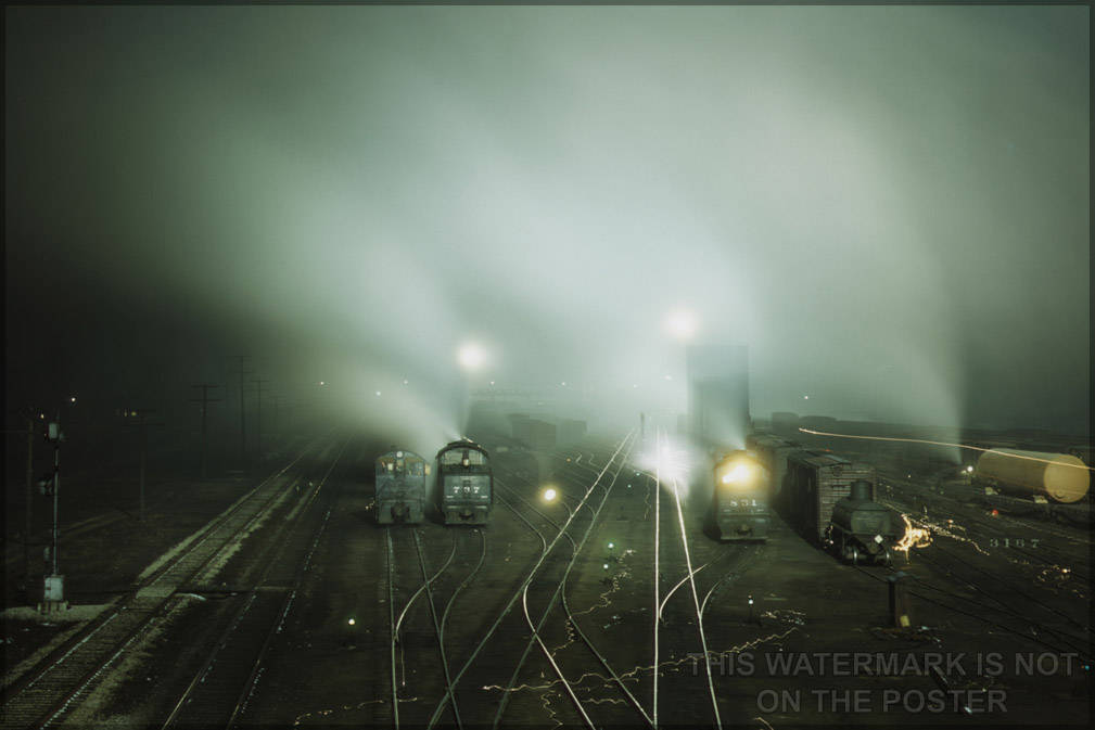 Poster, Many Sizes Available; Santa Fe R.R. Yard, Kansas City, Kansas 1943 Jack Delano P1