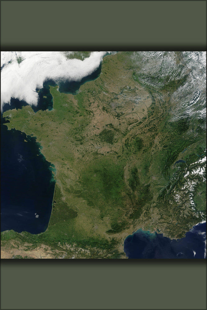 Poster, Many Sizes Available; Satellite Map Of France From Space