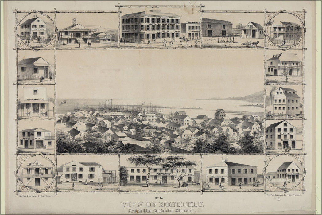 Poster, Many Sizes Available; No. 4. View Of Honolulu. From The Catholic Church. (C. 1854) #031215