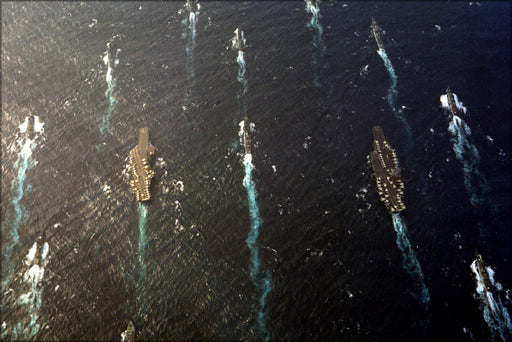 Poster, Many Sizes Available; Aerial View Of Uss Midway Cv 41 And Enterprise Cvn 65 With Task Groups In 1982.Jpeg_Files