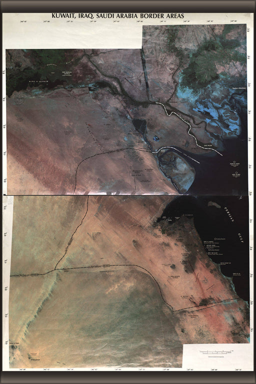 Poster, Many Sizes Available; Map Of Kuwait Iraq Saudi Arabia Border Areas 2003