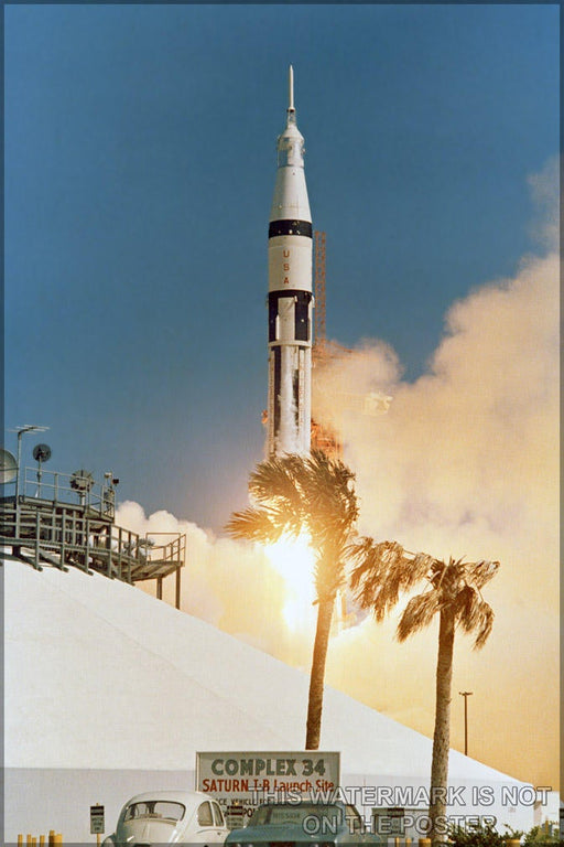 Poster, Many Sizes Available; Saturn Ib Rocket Launches Apollo 7 Into Earth Orbit, October 11, 1968