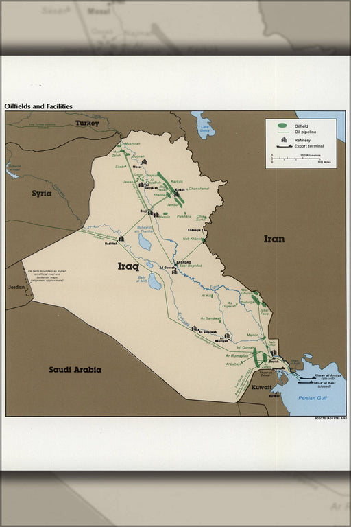 Poster, Many Sizes Available; Cia Map Of Iraq Oil Fields And Facilities 1992