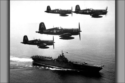 Poster, Many Sizes Available; F4U Corsair Group And Uss Boxer Korean War Sept 1951