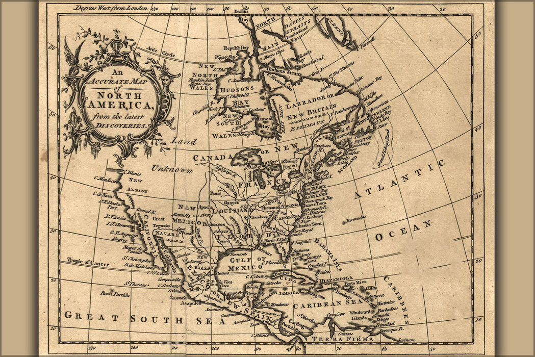 Poster, Many Sizes Available; North America 1750; Pre United States