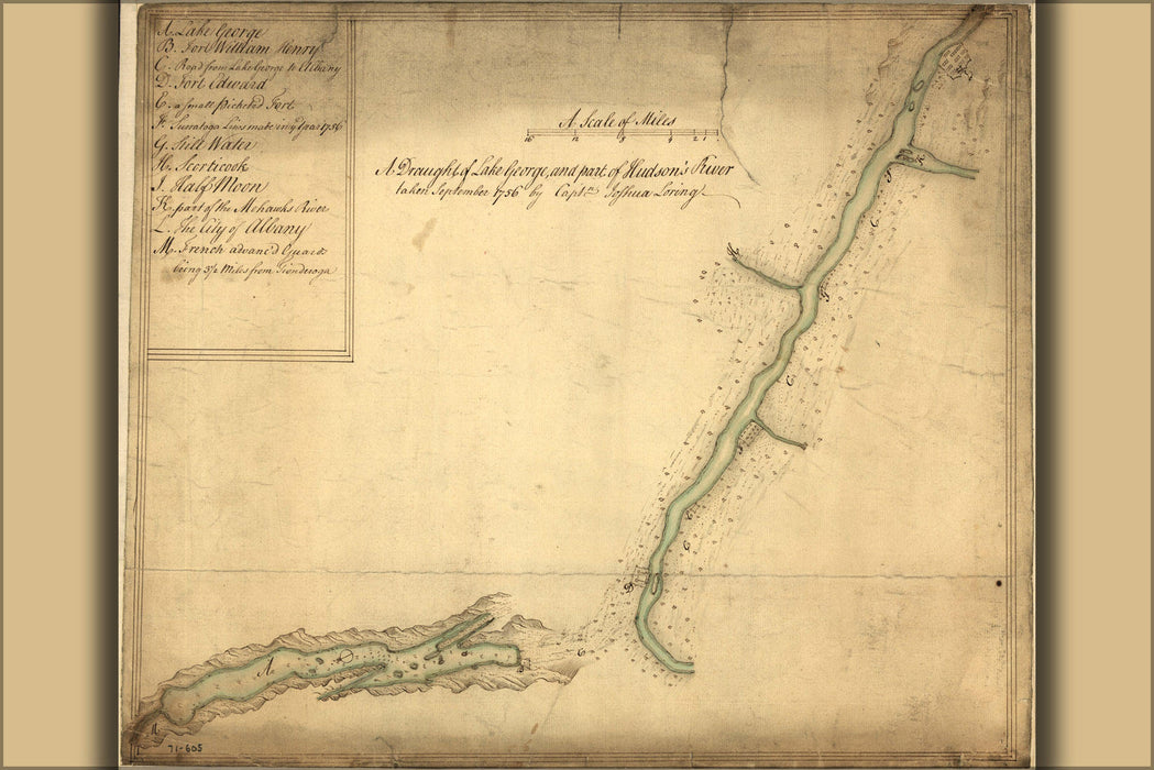 Poster, Many Sizes Available; Map Of Lake George Hudson River 1756 ...